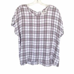 Anthropologie Cloth & Stone Short Sleeve Plaid Top